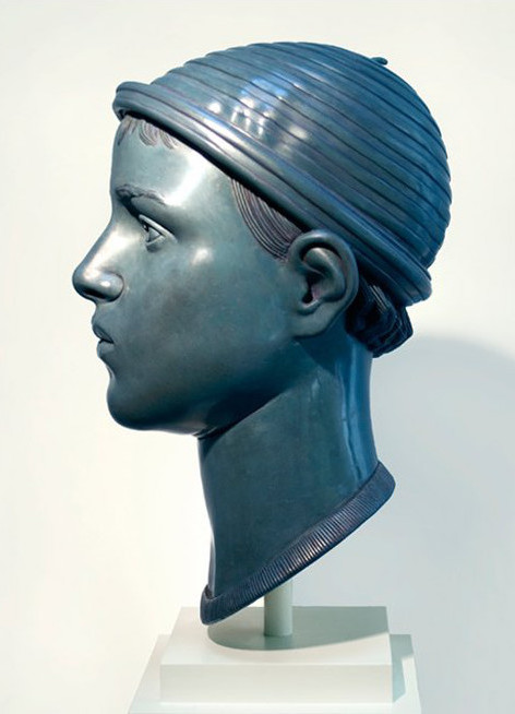 10 of 21: Blue Head with Cap, 2010, Forton MG, 15" x 8" x 9¼"