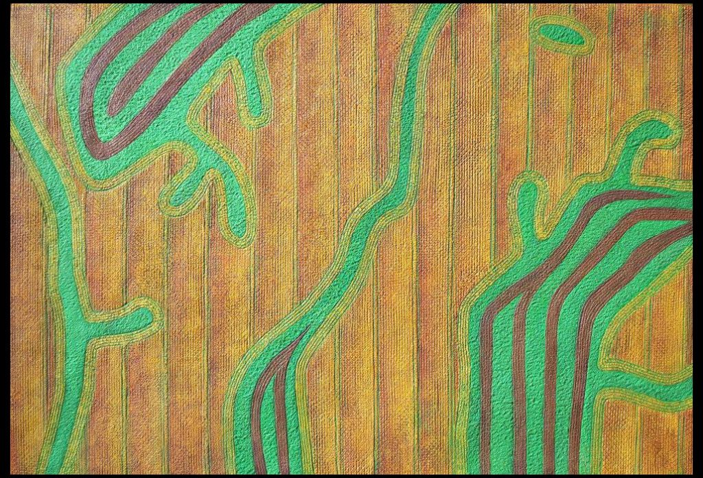28 of 33: Gold Fields with Green Fingered Fields, 2018, Forton MG, 13" x 19" x ¼"Click to enlarge.